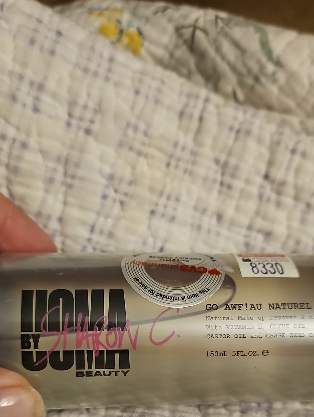 Uoma Beauty Makeup Remover Bottle - Silver with Pink Logo